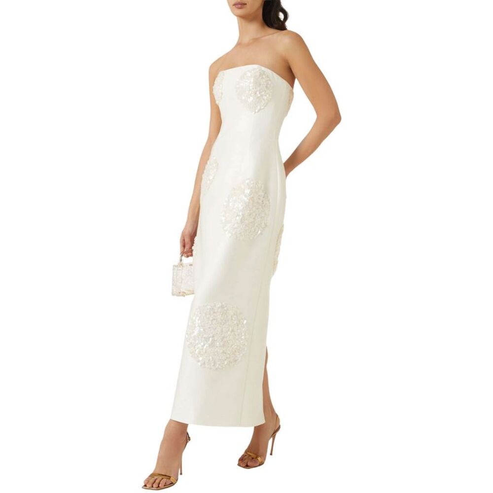 Leo Lin Womens Rayna Embellished Maxi Dress 6 Cream - NWT